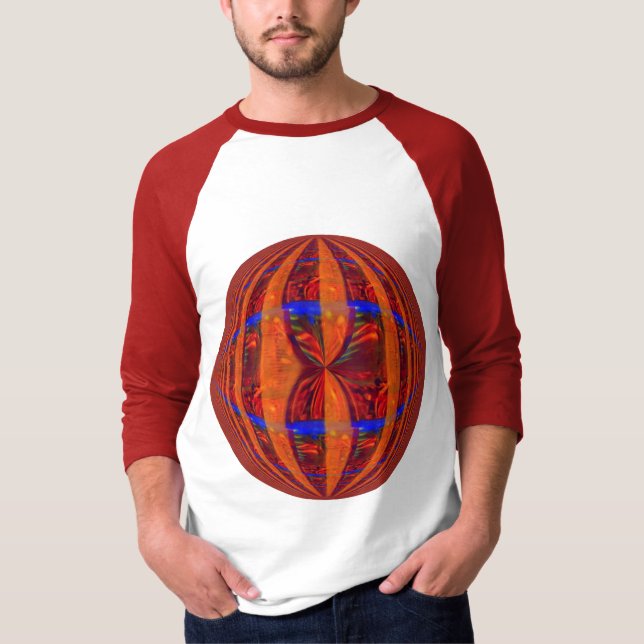 T-shirt rouge ronde 3/4 manche raglan (Devant)