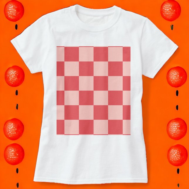T-shirt Rouge rose À damiers En vichy Motif (Zazzle Pink Red Checkered Gingham Pattern Tshirt)