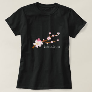 T-shirt Rouge rose Sakura Cherry Blossom Japonais