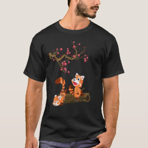 T-shirt Rouge Sakura rouge cerisier animal sauvage chinois