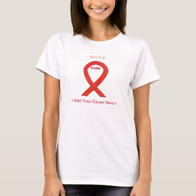 T-shirt Rouge Sensibilisation Ruban Cause Vêtements Chemis (Devant)