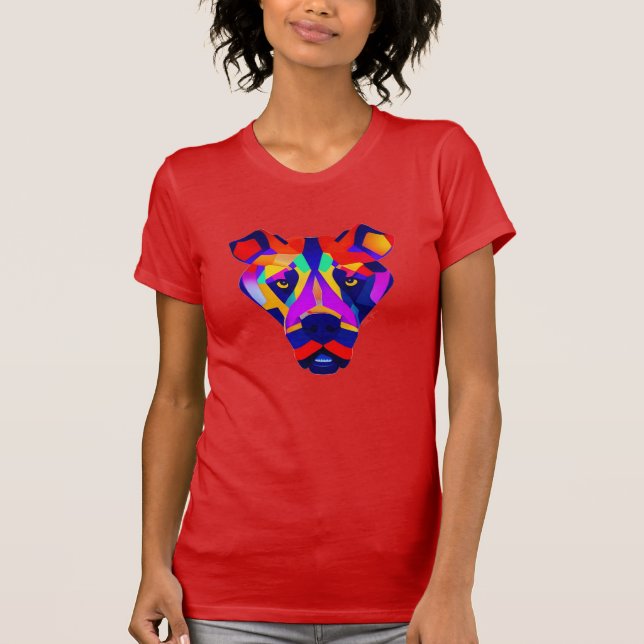 T-shirt rouge slim féminin Dog d'Alexander (Devant)