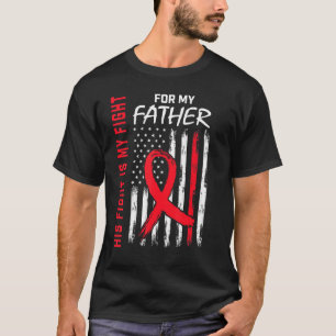 T-shirt Rouge Son combat papa père Maladie cardiaque Sensi