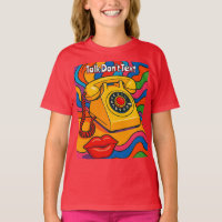 T-Shirt Rouge Téléphone Fixe Rétro "Parler Pas Tex