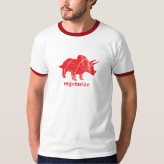 T-shirt Rouge végétarien vintage de Triceratops