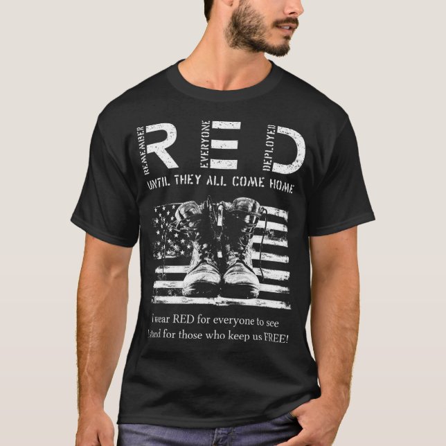 T-shirt Rouge Vendredi Militaire Jusqu'À Ce Qu'Ils Revienn (Devant)