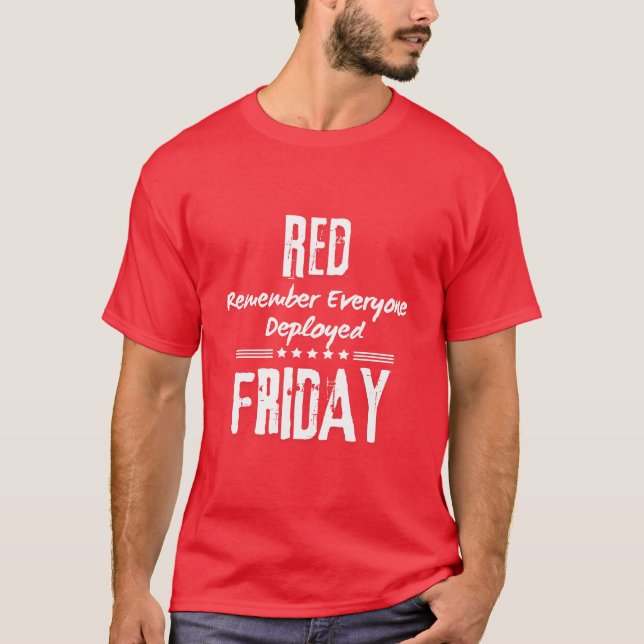 T-shirt rouge vendredi souvenez-vous de tous les déploieme (Devant)