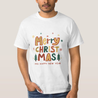 T-shirt Rouge, Vert et Jaune Noël Illustratif