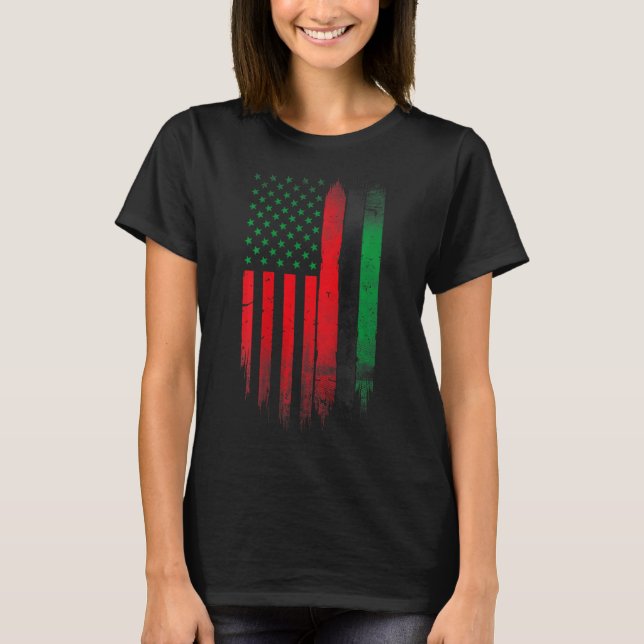 T-shirt Rouge Vert Noir Histoire Américaine (Devant)