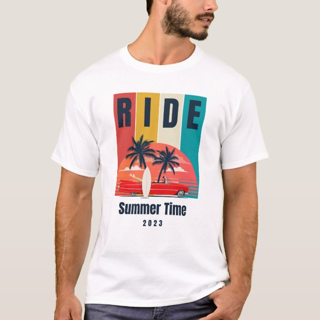 T-shirt Rouge vert rétro heure d'été (Devant)