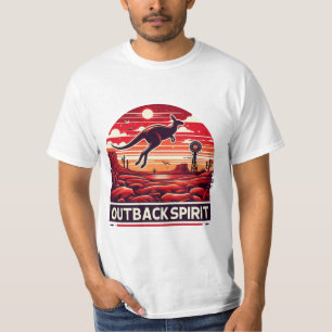 T-shirt Rouge vibrant Kangourou rétro du désert Outback