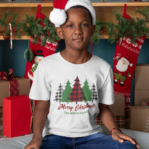 T-shirt Rouges Rustiques Joyeux Arbres de Noël Personnalis