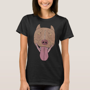 T-shirt Rouges Souriantes Pitbull Nez Avec Sa Ligne De Sor