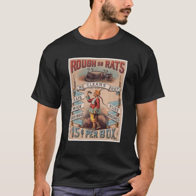 T-shirt Rough On Rats Mice Bed Bureaux Flies Roaches Desig (Devant)