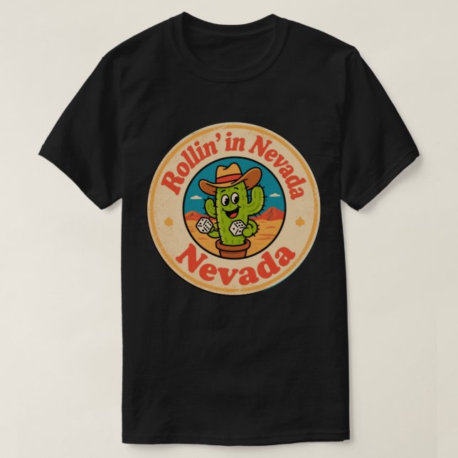 T-shirt Roulant dans Nevada_ Cactus avec dés Artwork (Design devant)