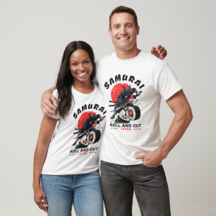 T-shirt Roulé de samouraï et coupe de sushi japonais