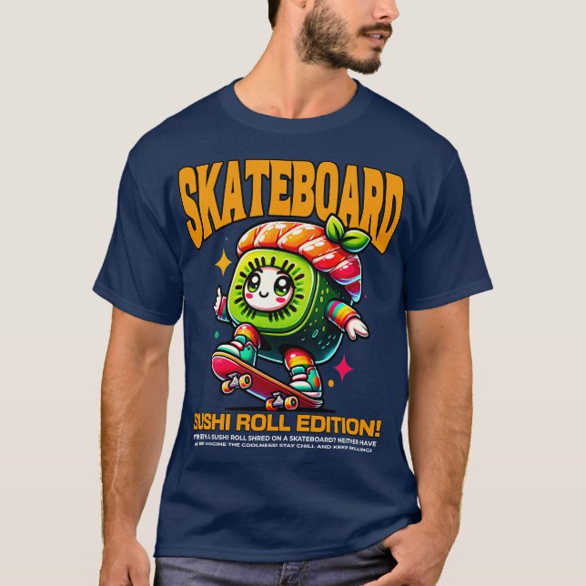 T-shirt Roulé de Sushi Skateboard Édition (Devant)