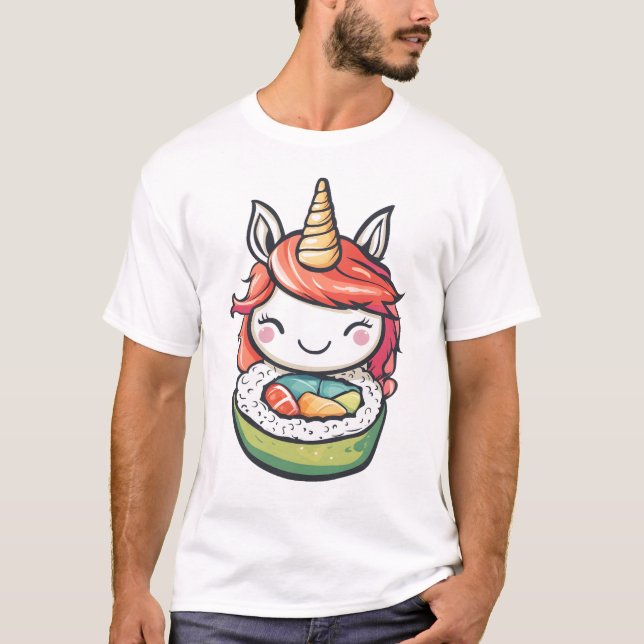 T-shirt Rouleau de Sushi Licorne (1) (Devant)