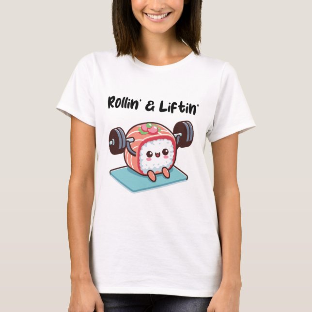 T-shirt Rouleau de Sushi Soulève des Poids (Devant)