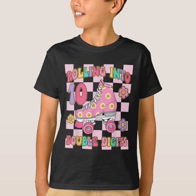 T-shirt Roulement en 10 doubles chiffres 10e Roller annive (Devant)