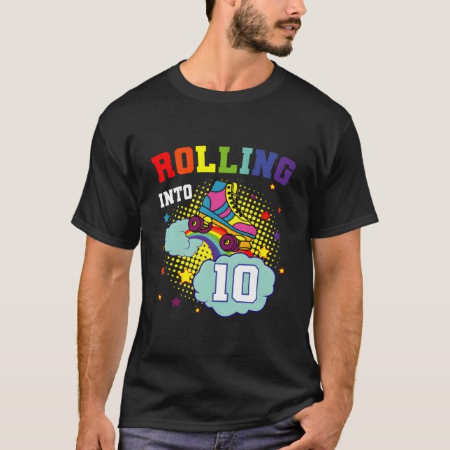 T-shirt Rouler Dans 10 Roller Skates Patinage Bdaypy (Devant)