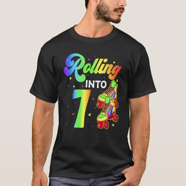 T-shirt Rouler Dans 7 Ans 7e Anniversaire Roller Skate (Devant)