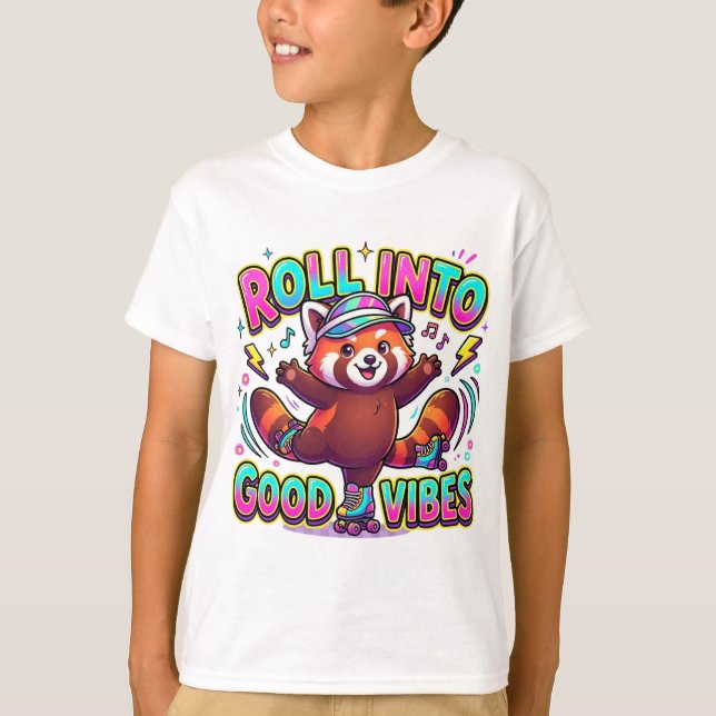 T-shirt Rouler Dans De Belles Vibrations Panda Rou (Devant)