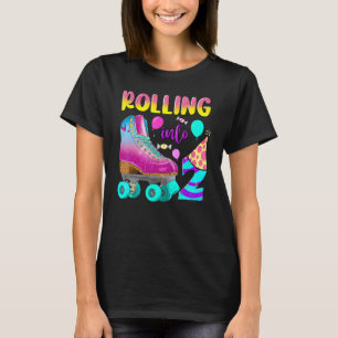 T-shirt Rouler Dans Deux Patins À Roulettes Fille Annivers