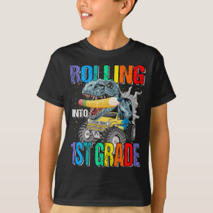 T-shirt Rouler dans le 1er grade Monster Truck Dinosaur Ga