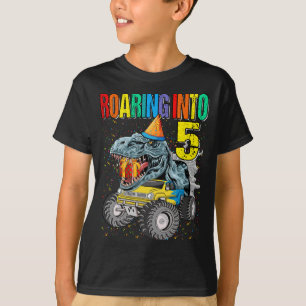 T-shirt Rouler dans le 5e anniversaire Monster Truck Dinos
