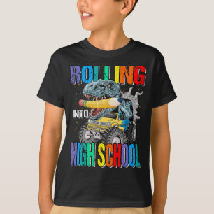 T-shirt Rouler Dans Le Lycée Monster Truck Dinosaur