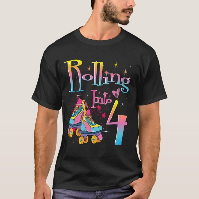 T-shirt Rouler en 4 ans Roll I'm Turning 4 Roll (Devant)