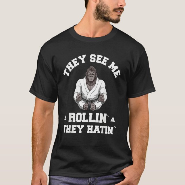 T-shirt Rouler en Jiu Jitsu   Grappling BJJ Gorille (Devant)