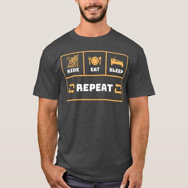 T-shirt Rouler Manger Dormir et Répéter vintage (Devant)