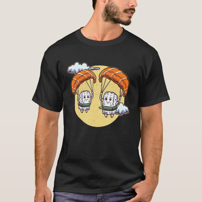 T-shirt Roulés de sushi de parachutisme  Mer de riz de sau (Devant)
