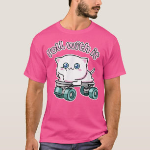 T-shirt Roulez Avec Il Patinage À Roulettes Et Kawaii Cat 