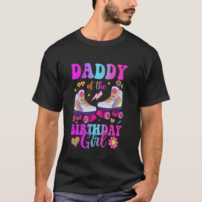 T-shirt Roulons papa de la fille d'anniversaire Roller Ska (Devant)