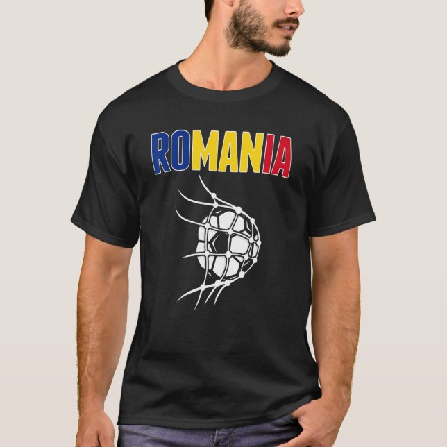 T-shirt Roumanie Bal De Football En Net Soutien Football R (Devant)