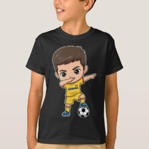 T-shirt Roumanie Dab Enfant Goal Cartoon Drapeau Roumain P