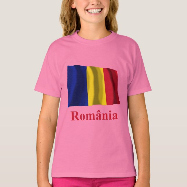 T-shirt Roumanie Drapeau avec nom en roumain (Devant)