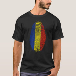 T-shirt Roumanie Drapeau Empreinte C'est dans mon ADN Don