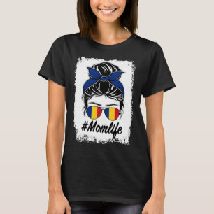 T-shirt Roumanie Drapeau Roumain Maman Messager Bun Maman