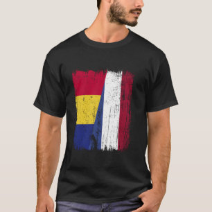 T-shirt Roumanie Holland Half Drapeau Néerlandais Roumain