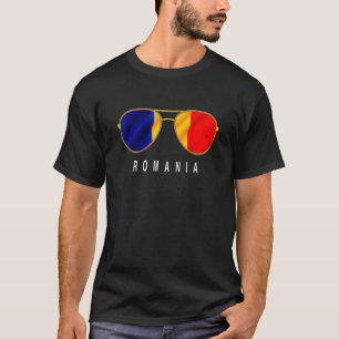 T-shirt Roumanie Lunettes de soleil Roumanie Drapeau rouma