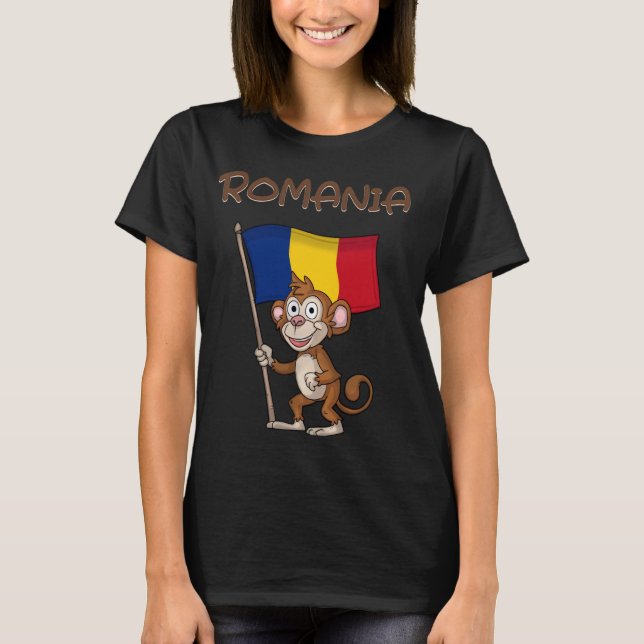 T-shirt Roumanie Singe Fans roumains (Devant)