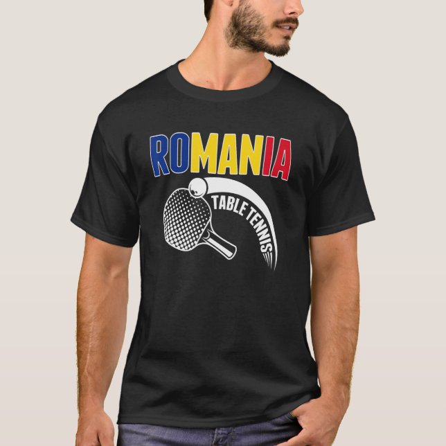 T-shirt Roumanie Table Tennis Support Roumain Ping Pong T (Devant)