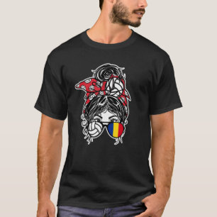 T-shirt Roumanie Volleyball Messy Bun Hair Girl roumain