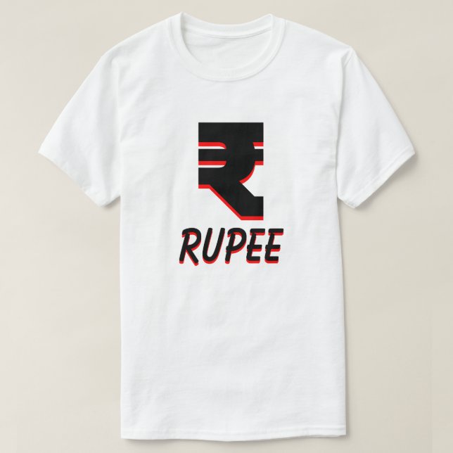 T-shirt ₹ roupie indienne blanche (Design devant)