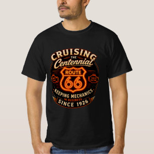 T-shirt Route 66 Centenaire Néon Mécanicien Vêtements de R
