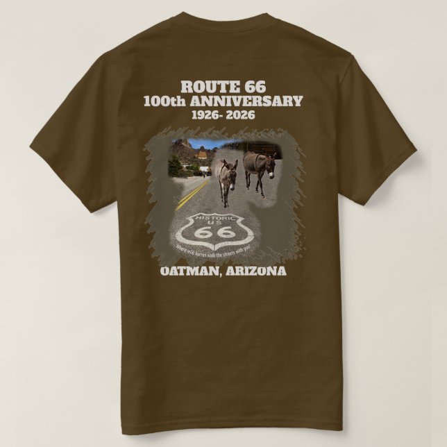 T-shirt Route 66 Centennial Oatman Arizona Retour (Design dos)